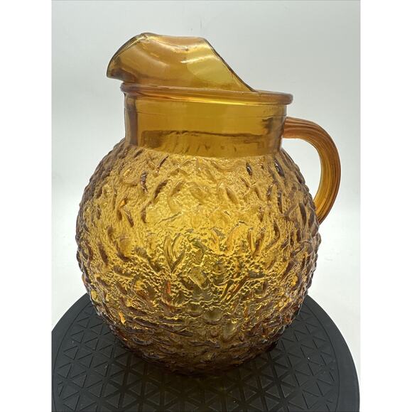 Vintage Mid Century Anchor Hocking Lido Amber Glass Gold Pitcher EUC - Picture 1 of 6